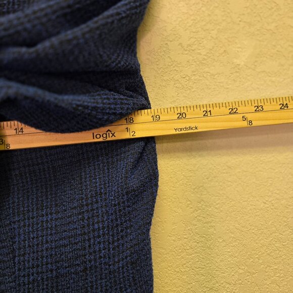 Vintage 1980s Blue Tweed Long Coat Dress Asymmetrical Button Front Retro Structu - Picture 10 of 12